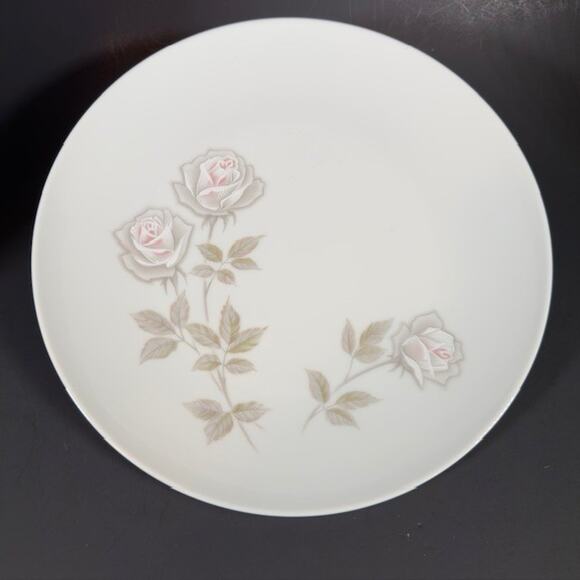 Noritake Edenrose 2 Dinner Plates Gray/Pink/White Roses VTG - Picture 6 of 14